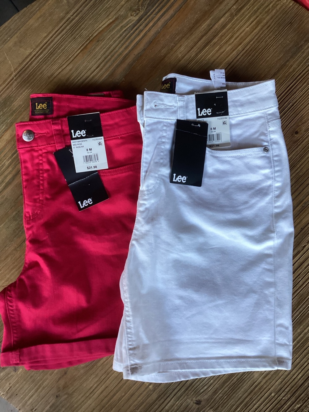 Lee Hot Magenta Mid-Rise Denim Shorts